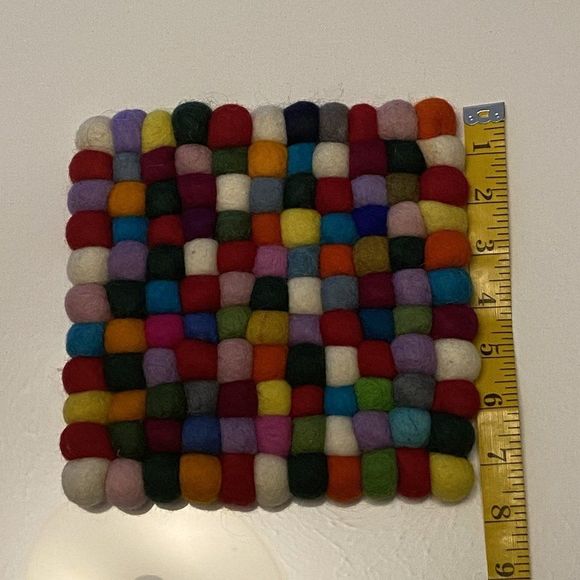 Colorful Durable felt balls Trivet Pot Mat - square - Picture 5 of 5